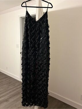 Fashion Nova Black Sequin Fringe Slip Dress